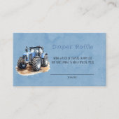 Blauwe Waterverf Tractor Jongen Luier Raffle Visitekaartje (Voorkant)
