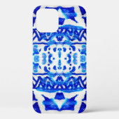 Blauwe waterverf tribale etnische naadloze patrone Case-Mate iPhone case (Achterkant)