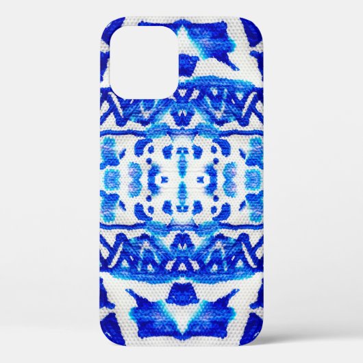 Blauwe waterverf tribale etnische naadloze patrone Case-Mate iPhone case (Achterkant)