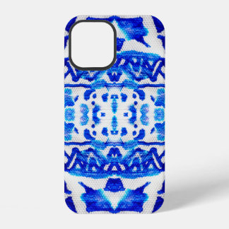 Blauwe waterverf tribale etnische naadloze patrone iPhone 12 hoesje