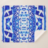 Blauwe waterverf tribale etnische naadloze patrone sherpa deken (Voorkant (horizontaal))