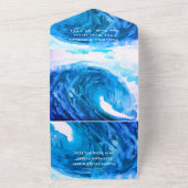 Blauwe Waterverf Tropische Golf van Bestemmingsoce All In One Uitnodiging (Buitenkant)