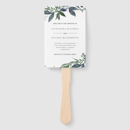 Blauwe Waterverf | Trouwblad Handwaaier (Voorkant)