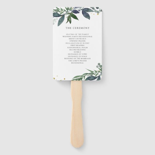 Blauwe Waterverf | Trouwblad Handwaaier (Achterkant)