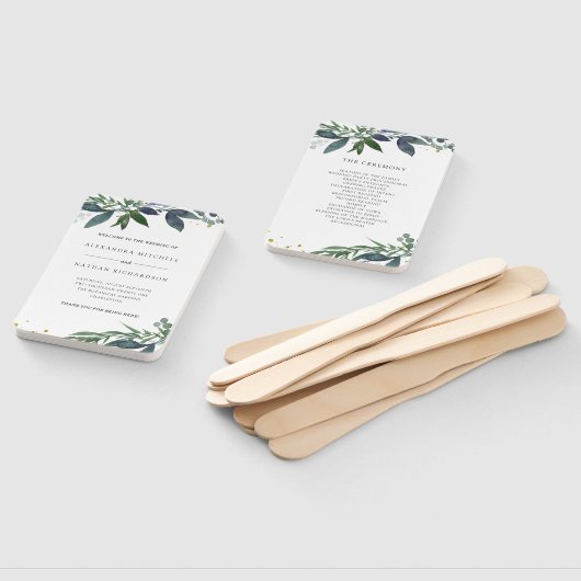 Blauwe Waterverf | Trouwblad Handwaaier (Niet-gemonteerd)