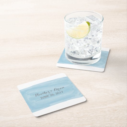 Blauwe Waterverf Trouwpapier Onderzetters (Insitu)