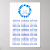 Blauwe waterverf trouwtafel plan poster (Voorkant)