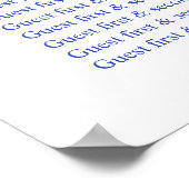 Blauwe waterverf trouwtafel plan poster (Hoek)