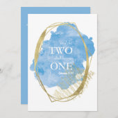 Blauwe Waterverf Twee wordt een bruiloft uitnodigi Kaart (Voorkant / Achterkant)