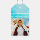 Blauwe Waterverf Typografie Weddenschap Labels Cadeaulabel (Achterkant)