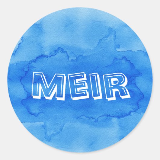 Blauwe waterverf upsherin sticker (Voorkant)