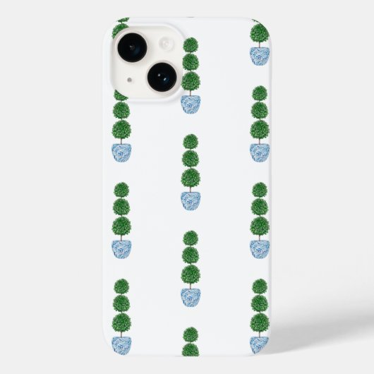 Blauwe waterverf vaas preppy topiary Case-Mate iPhone case (Achterkant)