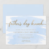 Blauwe Waterverf Vaderdag Brunch Kaart (Voorkant / Achterkant)