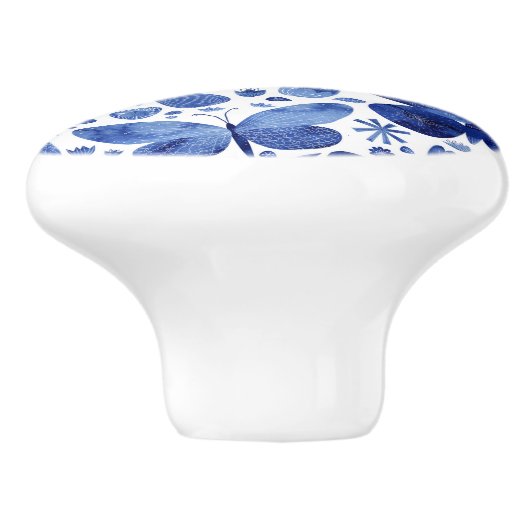 Blauwe Waterverf van Butterfly Pattern Keramische Knop (Zijkant)