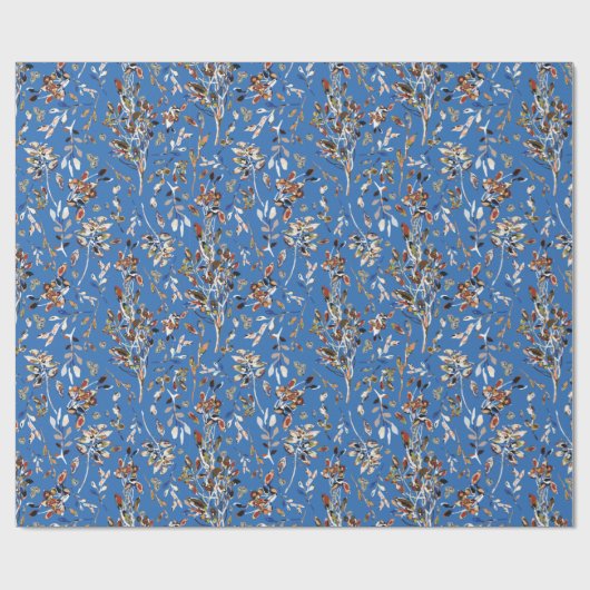 Blauwe Waterverf van de Boerriet Floral Cadeaupapier (Vlak)