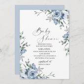 Blauwe waterverf van de marine en bladeren Bridal Kaart (Voorkant / Achterkant)