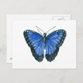 Blauwe waterverf van de Morpho-vlinder Briefkaart (Voorkant / Achterkant)