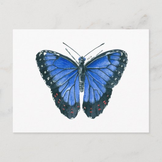 Blauwe waterverf van de Morpho-vlinder Briefkaart (Voorkant)