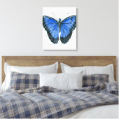 Blauwe waterverf van de Morpho-vlinder Canvas Afdruk (Insitu (Slaapkamer))