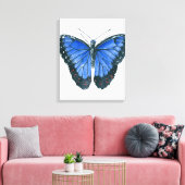 Blauwe waterverf van de Morpho-vlinder Canvas Afdruk (Insitu (Woonkamer))