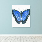 Blauwe waterverf van de Morpho-vlinder Canvas Afdruk (Insitu (Houten vloer))