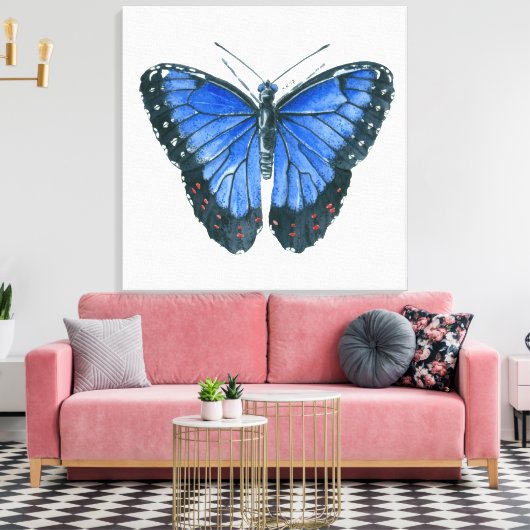 Blauwe waterverf van de Morpho-vlinder Canvas Afdruk (Insitu (Woonkamer))