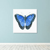 Blauwe waterverf van de Morpho-vlinder Canvas Afdruk (Insitu (Houten vloer))