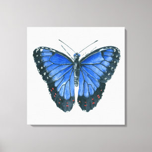 Blauwe waterverf van de Morpho-vlinder Canvas Afdruk