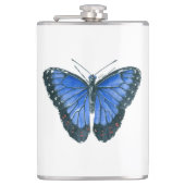 Blauwe waterverf van de Morpho-vlinder Heupfles (Voorkant)