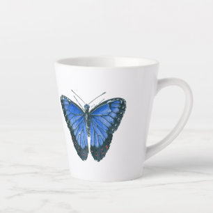 Blauwe waterverf van de Morpho-vlinder Latte Mok