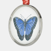 Blauwe waterverf van de Morpho-vlinder Metalen Ornament (Links)