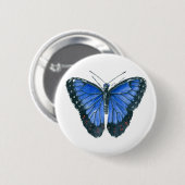 Blauwe waterverf van de Morpho-vlinder Ronde Button 5,7 Cm (Voorkant /achterkant)