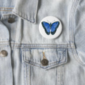 Blauwe waterverf van de Morpho-vlinder Ronde Button 5,7 Cm (In situ)