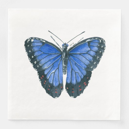 Blauwe waterverf van de Morpho-vlinder Servetten (Voorkant)