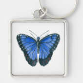 Blauwe waterverf van de Morpho-vlinder Sleutelhanger (Voorkant)