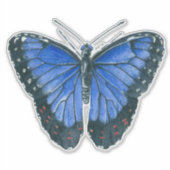 Blauwe waterverf van de Morpho-vlinder Sticker (Voorkant)