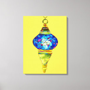 Blauwe waterverf van de mozaïekkunst van Turkse la Canvas Afdruk