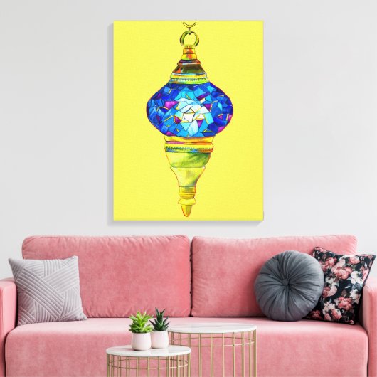 Blauwe waterverf van de mozaïekkunst van Turkse la Canvas Afdruk (Insitu (Woonkamer))