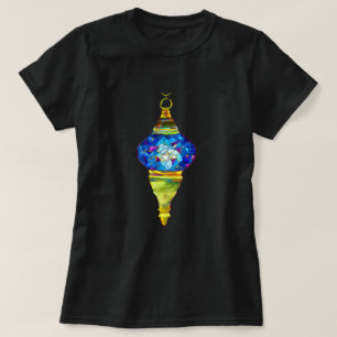 Blauwe waterverf van de mozaïekkunst van Turkse la T-shirt