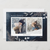 Blauwe Waterverf van de nabestaandenblauw van de w Feestdagenkaart (Voorkant)