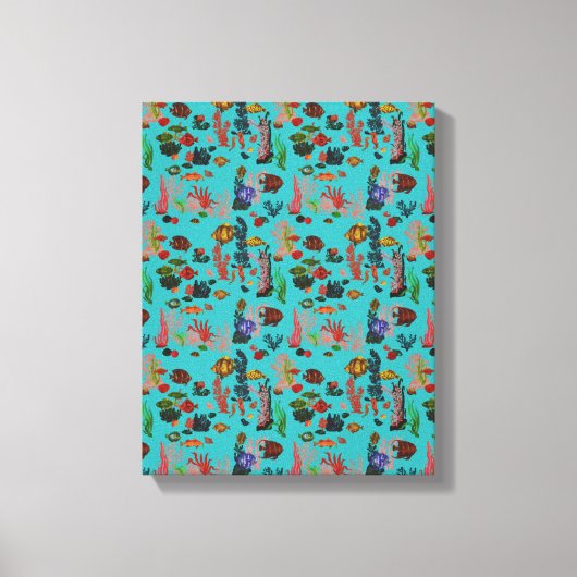 Blauwe Waterverf van de Tropische Zeevaart Canvas Afdruk (Voorkant)