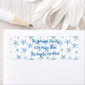 Blauwe waterverf van de zeestervisgolf etiket (Insitu)