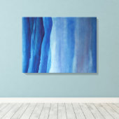 Blauwe waterverf van het berglandschap Kunstcanvas Canvas Afdruk (Insitu (Houten vloer))
