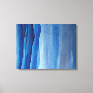 Blauwe waterverf van het berglandschap Kunstcanvas Canvas Afdruk