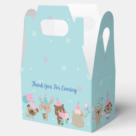 Blauwe Waterverf van levende dieren 1e verjaardag Bedankdoosjes (Geopend)