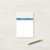 Blauwe Waterverf van zwarte en witte pooldots Post-it® Notes (Op bureau)