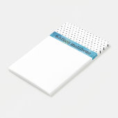 Blauwe Waterverf van zwarte en witte pooldots Post-it® Notes (Schuin)