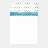 Blauwe Waterverf van zwarte en witte pooldots Post-it® Notes (Voorkant)