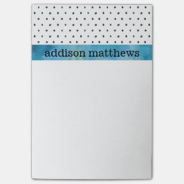 Blauwe Waterverf van zwarte en witte pooldots Post-it® Notes