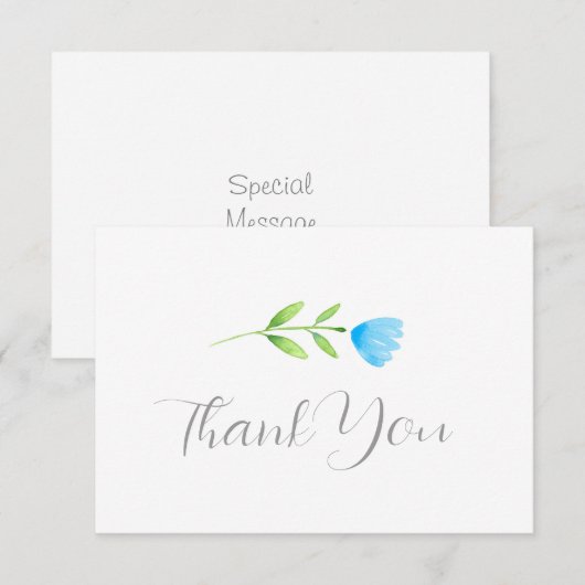 Blauwe Waterverf ventilator Bedankkaart (Voorkant / Achterkant)